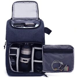 Sac à dos pour appareil photo reflex numérique et ordinateur portable - Bleu marine