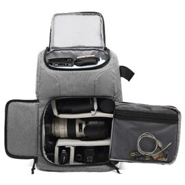 Sac à dos pour appareil photo reflex numérique et ordinateur portable - Gris
