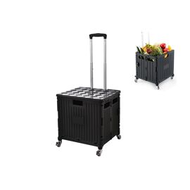 Chariot utilitaire pliable 65 L avec roues pivotantes et poignée réglable - Noir