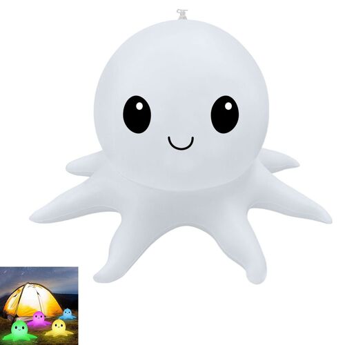Lampe solaire flottante en forme de pieuvre avec balle gonflable colorée et fonction de changement de couleur RGB