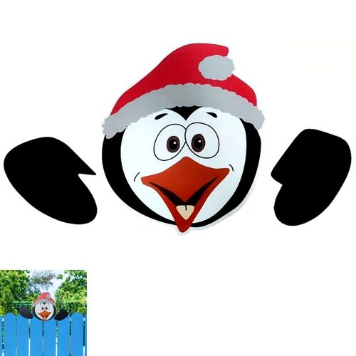 Décoration de Noël à suspendre à une clôture - Père Noël, bonhomme de neige, pingouin pour jardin extérieur