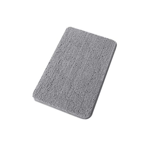 Tapis de bain chenille antidérapant et lavable, 60 x 40 cm, gris