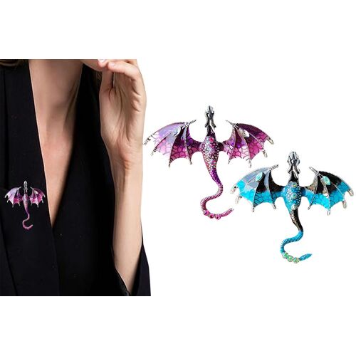 Ensemble De 2 Broches Dragon Volant, Épingles De Revers En Alliage Pour Vêtements Et Accessoires
