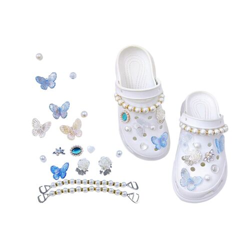 Ensemble De Décoration De Chaîne De Chaussure Papillon Fleur Perle
