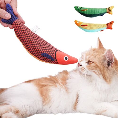 Lot De 3 Jouets Interactifs Pour Chat En Forme De Poisson-Saury Avec Clochettes, Pour Jouer À L'intérieur.