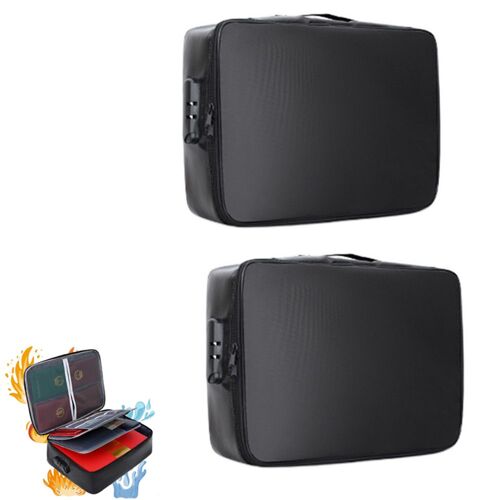 Pochettes de rangement ignifugées pour documents avec serrure - Lot de 2, étanches et portables
