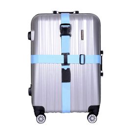 Sangle de bagage réglable en nylon pour valise - Bleue, longueur 200 cm, largeur 5 cm, fermeture à boucle sécurisée