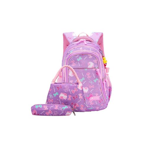 Ensemble sac à dos imperméable pour enfant avec sac à main et trousse - Violet
