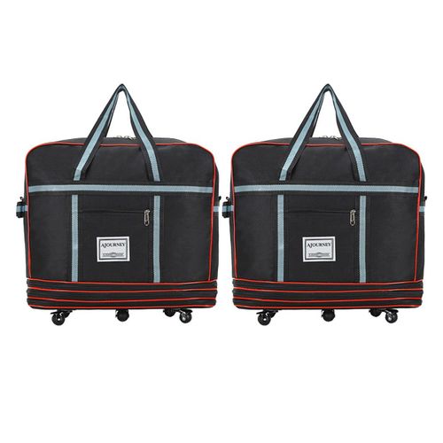 Lot de 2 grands sacs de voyage pliables à roulettes, valise extensible