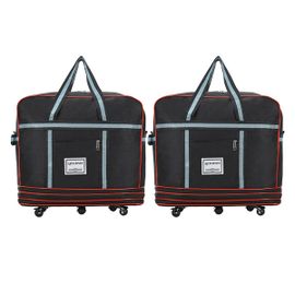 Lot de 2 grands sacs de voyage pliables à roulettes, valise extensible