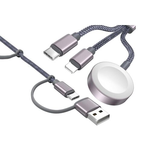 Câble de charge multiple 3 en 2 de type C pour Apple Watch, iPhone 16/15/14 et appareils USB-C