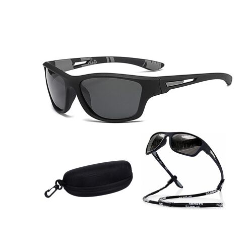 Lunettes De Soleil Polarisées Pour Homme, Idéales Pour La Pêche, Avec Cordon Et Étui Zippé.