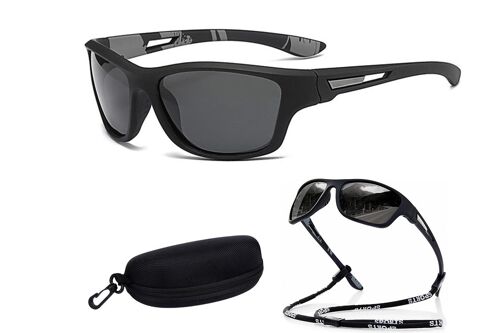 Lunettes De Soleil Polarisées Pour Homme, Idéales Pour La Pêche, Avec Cordon Et Étui Zippé.