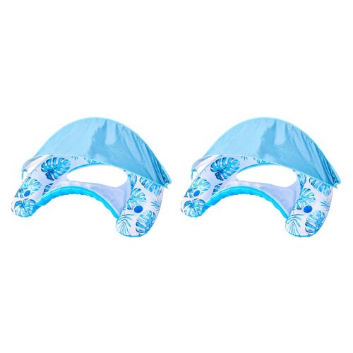 Lot De 2 Chaises Longues Gonflables Pour Piscine Avec Pare-Soleil Amovible Et Porte-Gobelets