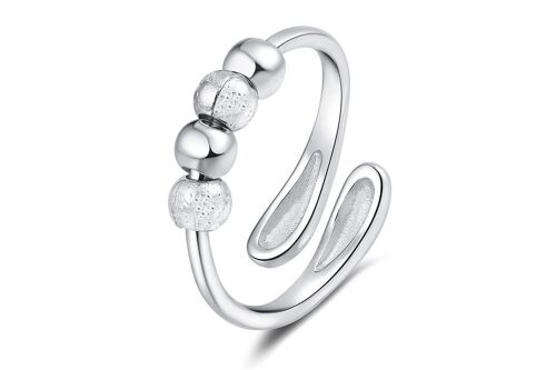 Bague Anti-Stress Ajustable Avec Perles - Argent