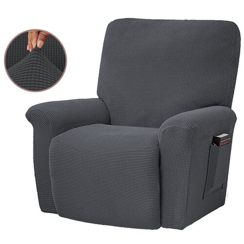 Housse extensible pour fauteuil inclinable manuel et électrique, lavable en machine, motif à petits carreaux, mélange de polyester