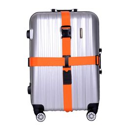Sangle de bagage réglable pour valise - Orange, en nylon, longueur 200 cm, largeur 5 cm, fermeture à boucle sécurisée