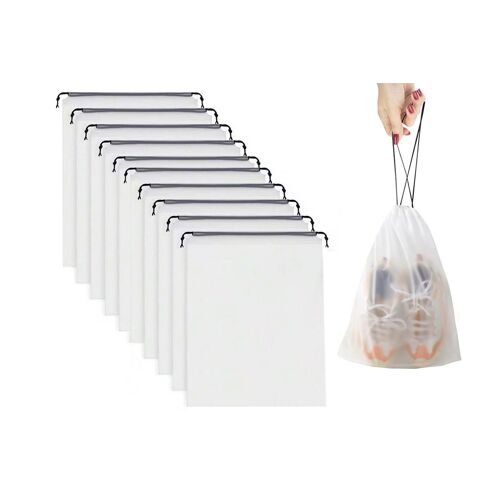Sacs À Chaussures À Cordon Pour Voyage - Imperméables, Lot De 10, Multifonctionnels, Semi-Transparents, 30 X 40 Cm