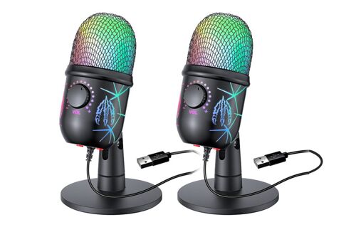 Microphone USB pour le jeu et le streaming avec éclairage RGB et réduction du bruit