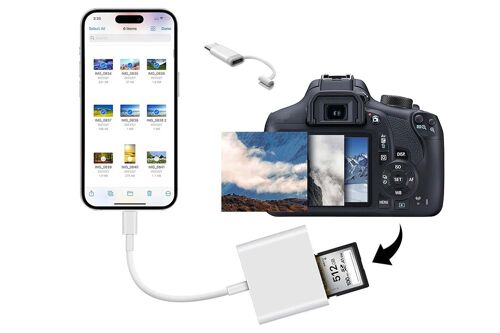 Lecteur de cartes SD USB Type-C pour caméras de chasse, transfert de données haute vitesse, compatible avec les appareils Android et iOS