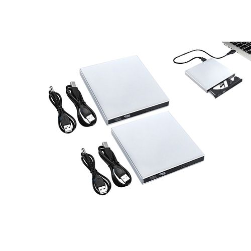 Lot de 2 lecteurs CD-RW externes USB 2.0 pour ordinateurs portables et de bureau