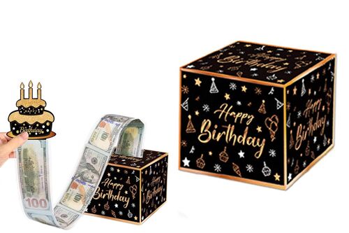 Coffret cadeau d'anniversaire tirelire avec boîte surprise et cartes gâteau