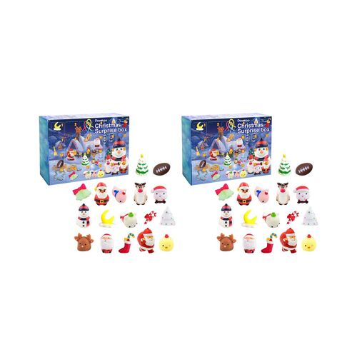 Lot de 2 calendriers de l'Avent anti-stress de Noël avec 24 jouets aléatoires pour enfants, pour patienter jusqu'à Noël.