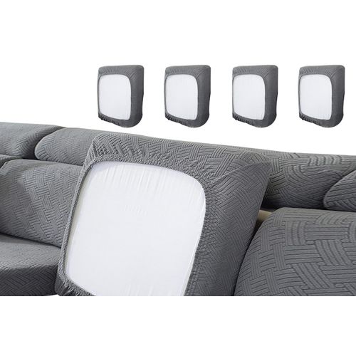 Lot De 4 Housses De Coussin Extensibles Gris Foncé Pour Canapé