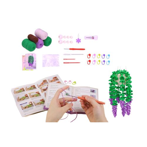 Kit de crochet à faire soi-même pour une décoration de plante suspendue, avec fil et outils pour débutants
