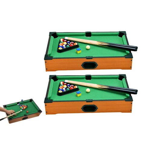 Mini billard de table - Jeu de billard 2 pièces avec queues et boules pour enfants et adultes