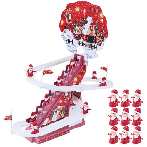 Circuit de course du Père Noël avec musique et lumières LED - Jeu éducatif de 10 pièces pour enfants