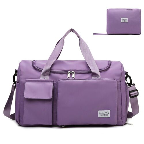 Sac de voyage pliable et imperméable avec compartiment à chaussures et isolation humide/sèche - Violet