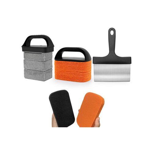 Kit de nettoyage pour plaque de cuisson Blackstone Grill - 10 pièces comprenant un grattoir, des tampons à récurer et des pierres de nettoyage