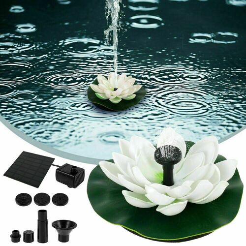 Pompe solaire flottante en forme de feuille de lotus avec 7 buses pour bain d'oiseaux, bassin, piscine, jardin