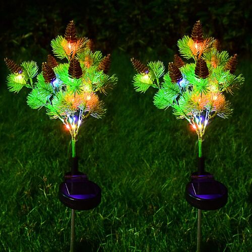 Lot De 2 Guirlandes Lumineuses Solaires En Forme De Pommes De Pin Pour La Décoration De Jardin De Noël