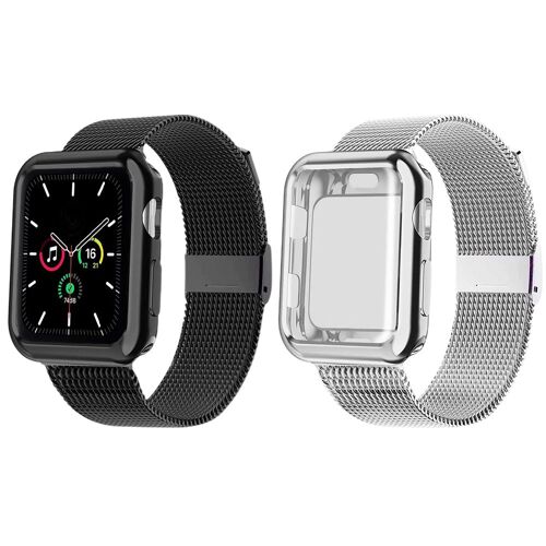 Bracelet Métallique (Lot De 2) Avec Protection D'écran Pour Apple Watch 38 Mm, 40 Mm, 42 Mm Et 44 Mm