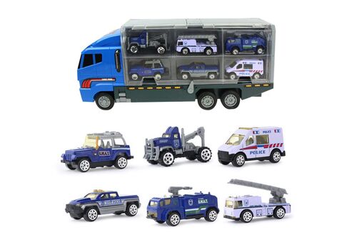 Coffret de jeu Voitures et Camions de Ville pour enfants - Comprend un grand camion et des mini-voitures - Jeu éducatif pour les enfants de 3 ans et plus
