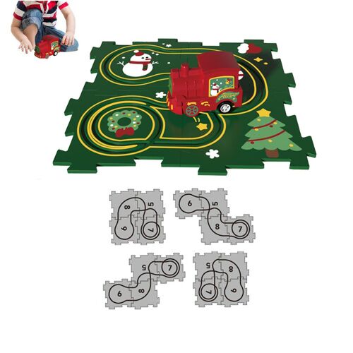 Circuit de train à monter soi-même pour enfants - Jeu de construction éducatif avec wagonnet électrique - Thème Noël