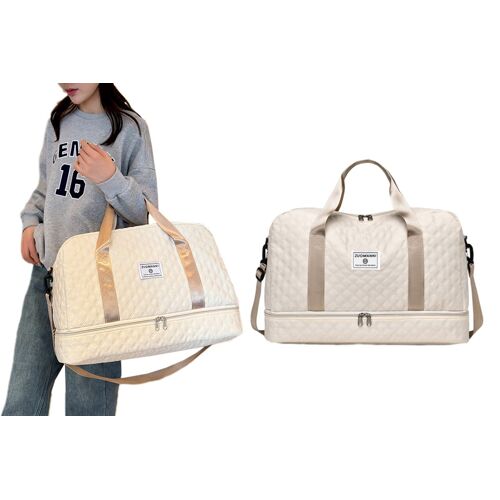 Sac de voyage grande capacité avec bandoulière et possibilité de le porter en travers du corps - Beige