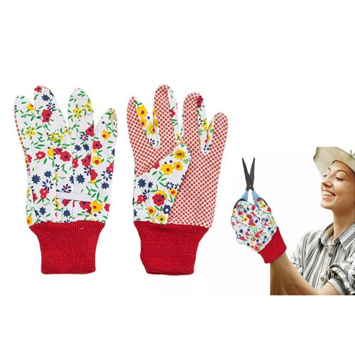 Gants de jardinage fleuris pour femmes - Gants de jardinage doux et respirants - Rouges