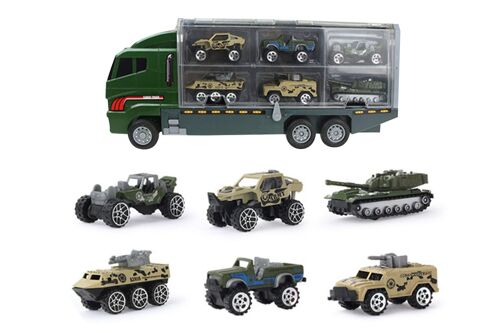 Coffret de jouets Voitures et Camions de Ville pour Enfants - Camion de Pompiers, Voiture de Police, Camion de Chantier, Camion Militaire avec Mini Voitures