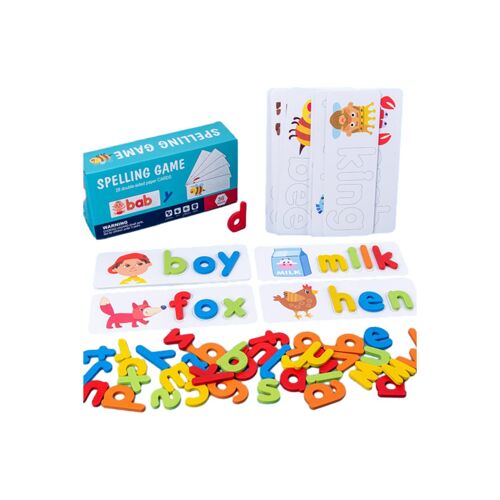 Jeu de puzzle en bois pour apprendre l'alphabet aux enfants, jouet éducatif avec sac de rangement et cartes assorties