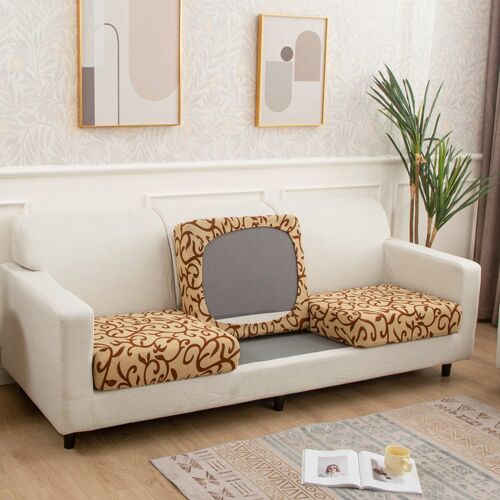 Lot De 2 Housses De Canapé Extensibles Imprimées - Motifs Café, Feuilles Et Fleurs, Élastiques Et Faciles À Nettoyer