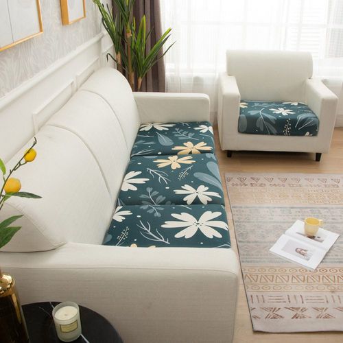 Ensemble De 4 Housses Extensibles Pour Canapé - Motifs Verts, Feuilles Et Fleurs, Convient Aux Canapés De 40 À 65 Cm De Longueur, 45 À 65 Cm De Largeur Et 5 À 20 Cm De Hauteur.