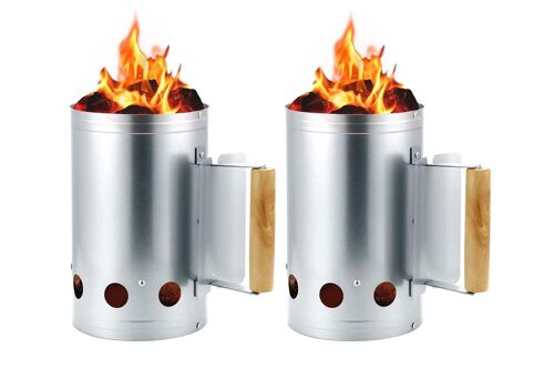 Allume-charbon pour barbecue avec cheminée - Fer galvanisé, poignée résistante à la chaleur, grande capacité, modèle portable