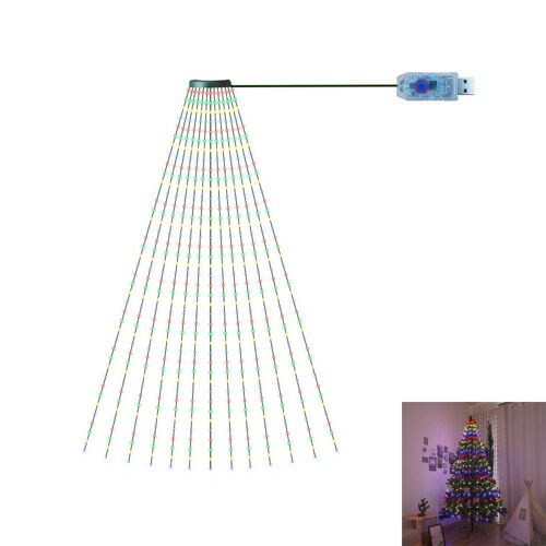 Guirlande lumineuse LED pour sapin de Noël, 8 modes d'éclairage, 320 LED, utilisation intérieure/extérieure, alimentation USB