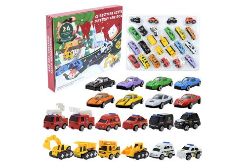 Calendrier de l'Avent de 24 jours avec voitures à rétrofriction pour enfants