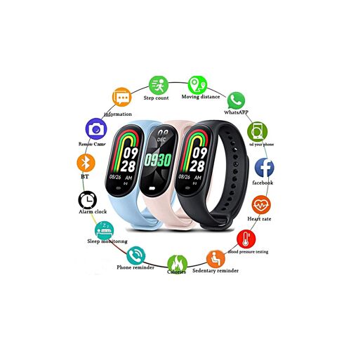 Lot De 3 Bracelets Connectés M8 Pour Le Fitness, La Tension Artérielle Et La Fréquence Cardiaque - Noir, Rose, Bleu