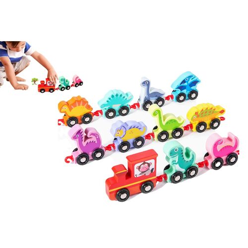 Jeu de train en bois avec chiffres pour enfants - Jouet éducatif style dinosaure