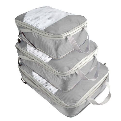 Ensemble de sacs de rangement compressibles pour le voyage - 3 tailles - Gris